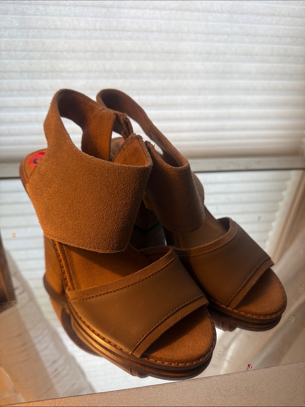 TOMS Women’s Brown Wedge Sandals - Suede & Leather Never worn